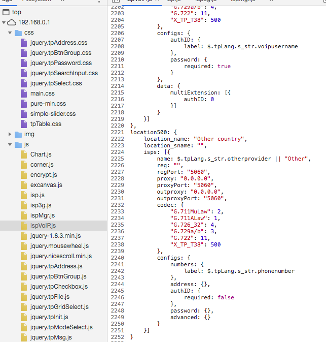 Voip configs from the browser inspector